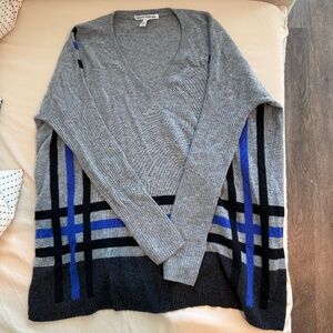 Grey, black & blue cashmere sweater